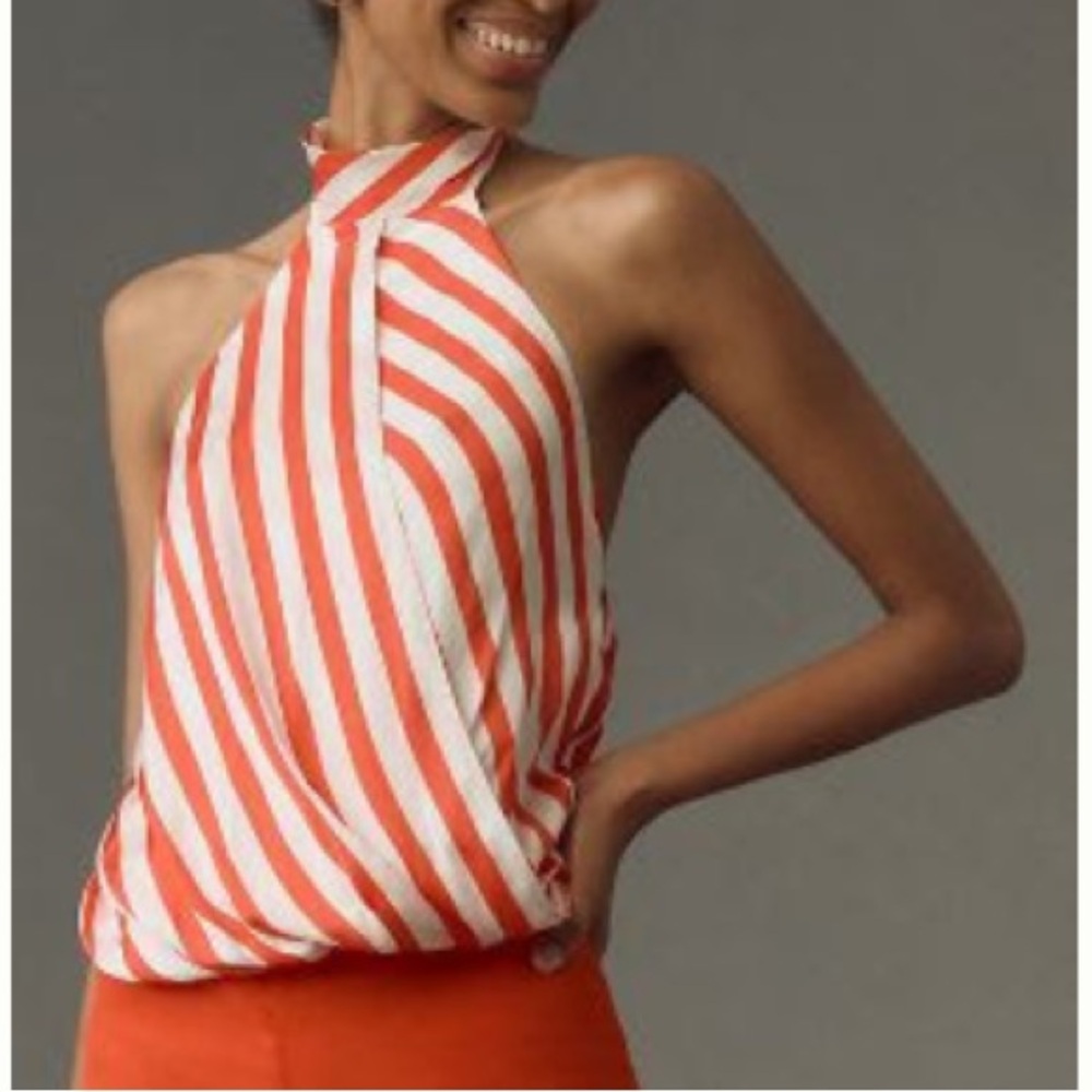 NWT Maeve Halter Scarf Bubble Hem Tank in Red